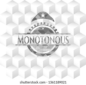 Monotonous grey badge with geometric cube white background