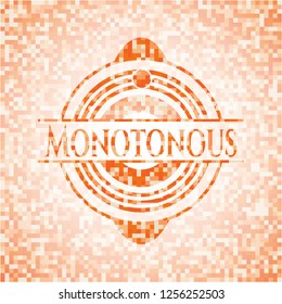 Monotonous orange mosaic emblem with background