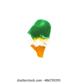 Monotype. Abstract acrylic design object. Green and yellow. Imprint on paper. Abstract spot. Design element. Hand Drawn. Vector illustration.