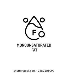 Monounsaturated fat line black icon. Nutrition facts. 