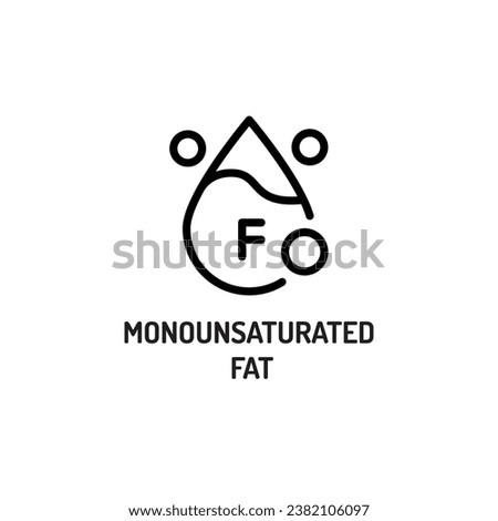 Monounsaturated fat line black icon. Nutrition facts. 