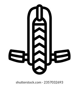 Monowheel front view line icon, electric transport concept, unicycle front side vector sign on white background, outline style icon for mobile concept and web design. Vector graphics