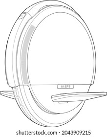 Monowheel front view thin line icon, electric transport concept, unicycle front side vector sign on white background, outline style. Vector graphics.