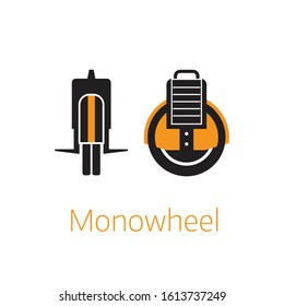 Monowheel icon. Alternative city transport self-balancing wheel in outline design. Personal transportation gadget logo template. Modern balance electrical vehicle.