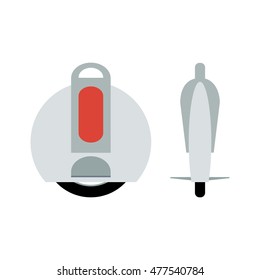 Mono-wheel isolated on white background. One wheeled Self-balancing electric scooter. Vector illustration of style flat
