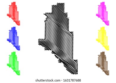 Monroe County, Arkansas (U.S. county, United States of America,USA, U.S., US) map vector illustration, scribble sketch Monroe map