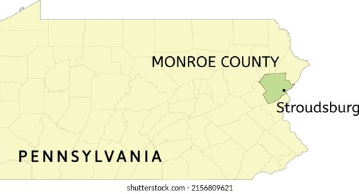 Monroe County and borough of Stroudsburg location on Pennsylvania state map