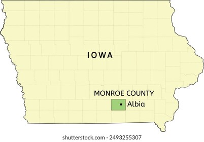 Monroe County and city of Albia location on Iowa state map