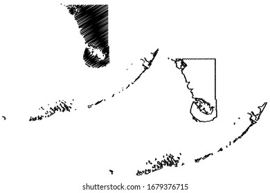 Monroe County, Florida (U.S. county, United States of America, USA, U.S., US) map vector illustration, scribble sketch Monroe map