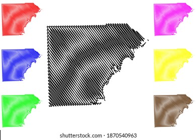 Monroe County, Michigan (U.S. county, United States of America, USA, U.S., US) map vector illustration, scribble sketch Monroe map