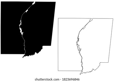 Monroe County, Mississippi (U.S. county, United States of America, USA, U.S., US) map vector illustration, scribble sketch Monroe map