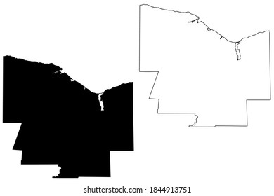 Monroe County, New York State (U.S. county, United States of America, USA, U.S., US) map vector illustration, scribble sketch Monroe map