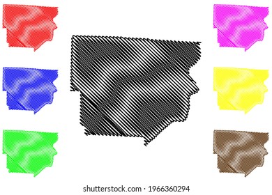 Monroe County, Ohio State (U.S. county, United States of America) map vector illustration, scribble sketch Monroe map