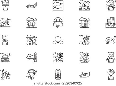 Monsoon icons collection is a vector illustration with editable stroke.