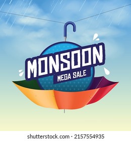 Monsoon Mega sale - Vector illustration