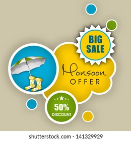 Monsoon offer and sale banner, flyer or poster.