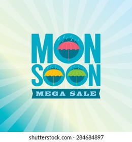 Monsoon offer and sale banner, flyer or poster.