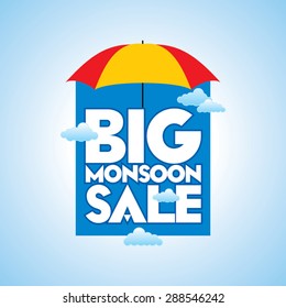 Monsoon offer and sale banner, offer or poster.