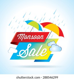 Monsoon offer and sale banner, offer or poster.