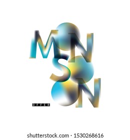 monsoon offer typography vector, happy monsoon sale background concept