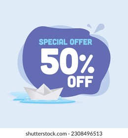 monsoon offer unit. paper boat in water