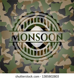 Monsoon on camo texture. Vector Illustration. Detailed.
