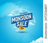 Monsoon Sale Banner Design Background Template Vector Illustration