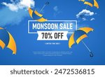 Monsoon Sale Banner Design Background Template Vector Illustration