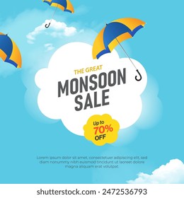 Monsoon Sale Banner Design Background Template Vector Illustration