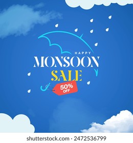 Monsoon Sale Banner Design Background Template Vector Illustration