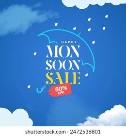 Monsoon Sale Banner Design Hintergrund Vorlage Vektorillustration