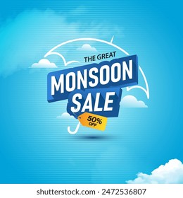 Monsoon Sale Banner Design Background Template Vector Illustration