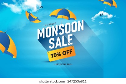 Monsoon Sale Banner Design Background Template Vector Illustration