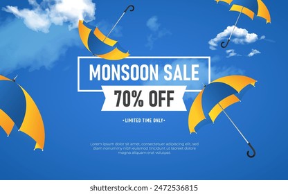 Monsoon Sale Banner Design Background Template Vector Illustration