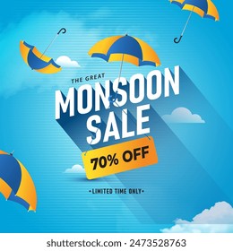 Monsoon Sale Banner Design Background Template Vector Illustration