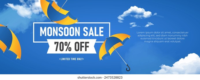 Monsoon Sale Banner Design Background Template Vector Illustration