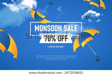 Monsoon Sale Banner Design Background Template Vector Illustration