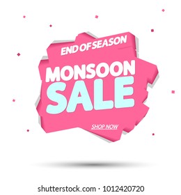 Monsoon Sale, banner design template, discount tag, app icon, vector illustration