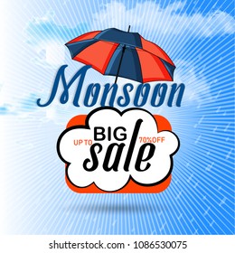 Monsoon sale banner template design