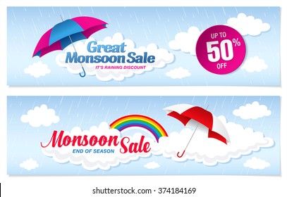 Monsoon sale banner template design