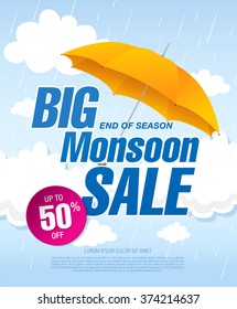 Monsoon sale banner template design