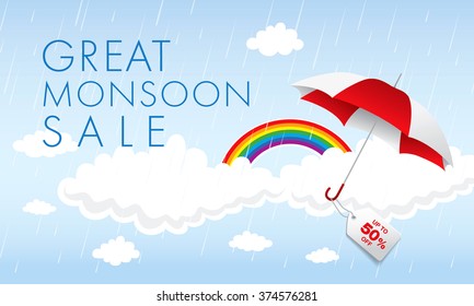 Monsoon sale banner template design