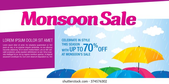 Monsoon sale banner template design