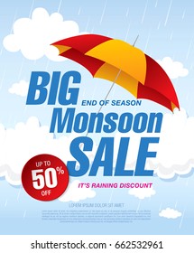 Monsoon sale banner template design