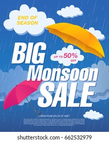 Monsoon sale banner template design