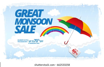 Monsoon sale banner template design