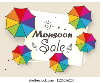 Monsoon Sale Colorful Doodle Design.