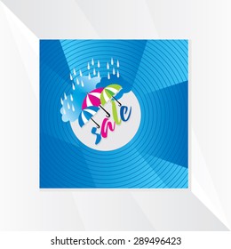 monsoon sale concept with cloud vector over blue background 