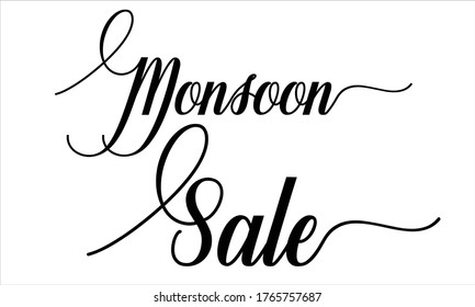 Venta de monzones Creative Cursive Typographic Textos sobre fondo blanco
