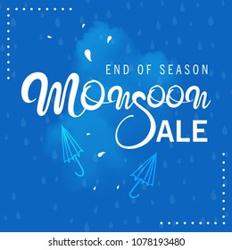 Monsoon Sale Design, Doodle Background.